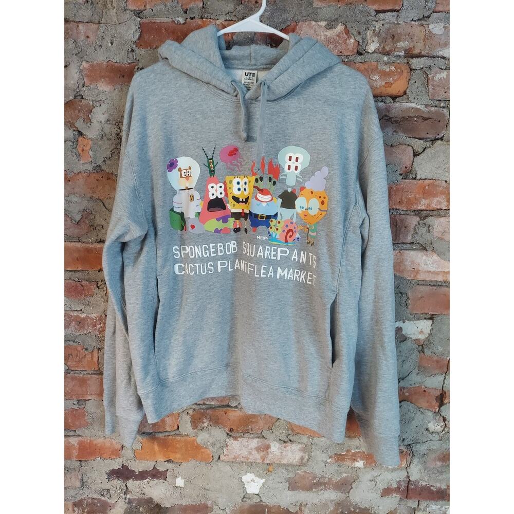 UNIQLO UT SpongeBob SquarePants Cactus Plant Flea Market Hoodie Mens Medium Gray